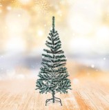 Brad Artificial Inzapezit 150cm, Verde cu Alb, PVC, Suport Metalic, Brad Craciun