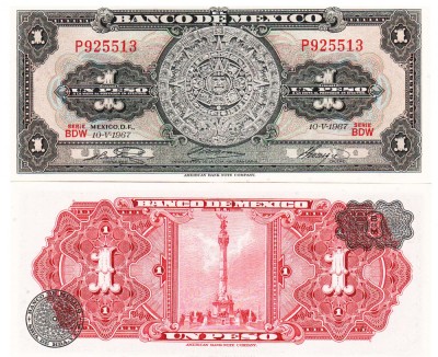 Mexic 1 Peso 1967 P-59j.5 UNC foto