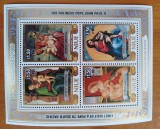 NIUE-''PICTURI CELEBRE-CRACIUN 1986--cu supratip. vizita PAPEI''-COLITA-MNH NESTAMP -Calitate EXTRA