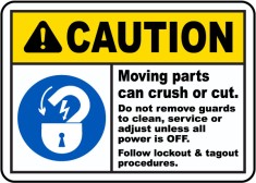 Caution Moving Parts Can Crush Sign foto