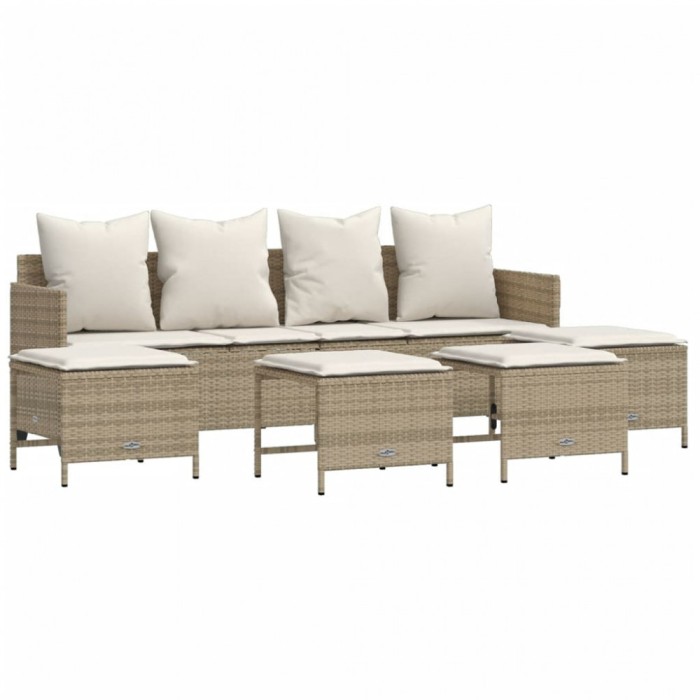 Set canapele de gradina cu perne, 5 piese, bej, poliratan