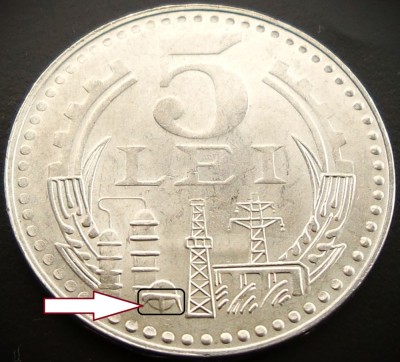Moneda 5 LEI - RS ROMANIA, anul 1978 * cod 5435 = UNC picior stang mai mic foto