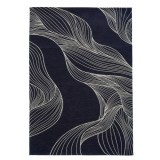 Covor Premium Model DYWAN NEPTUNE BLUE, Bleumarin, Alb, Crem, Marime 160 x 230 cm, Tesatura Plata, Poliester, Bumbac, Antiderapant, Antialergic, Livin