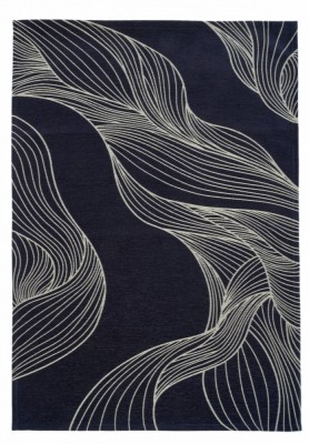 Covor Premium Model DYWAN NEPTUNE BLUE, Bleumarin, Alb, Crem, Marime 160 x 230 cm, Tesatura Plata, Poliester, Bumbac, Antiderapant, Antialergic, Livin foto