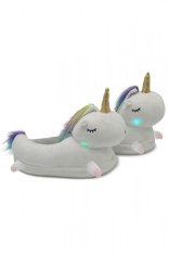 PC7A-2 Papuci pufosi de casa in forma de unicorn cu leduri