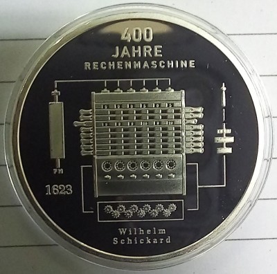 (A96) MONEDA DIN ARGINT GERMANIA - 20 EURO 2023, LIT. D, 400 ANI INVENTIA MASINII DE CALCUL DE CATRE WILHELM SCHICKWARD, STARE PROOF foto