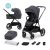 Carucior Multifunctional 2in1 Kinderkraft Nea Dark Grey, Landou Pliabil, Accesorii Incluse (Husa Pl., Plasa Insecte, Adaptoare Scoica)