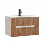 Cumpara ieftin Trent 80 dulap de baie inferior cu chiuvetă ceramică (2 sertare) stejar alb-sunset