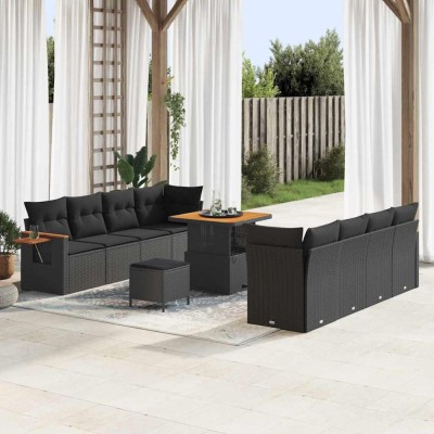 vidaXL Set de canapele pentru grădină 11 pcs Negru 80 x 80 x 71 cm 3363144 foto