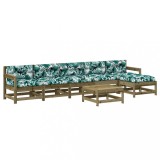 Set mobilier de gradina cu perne, 7 piese, lemn de pin tratat