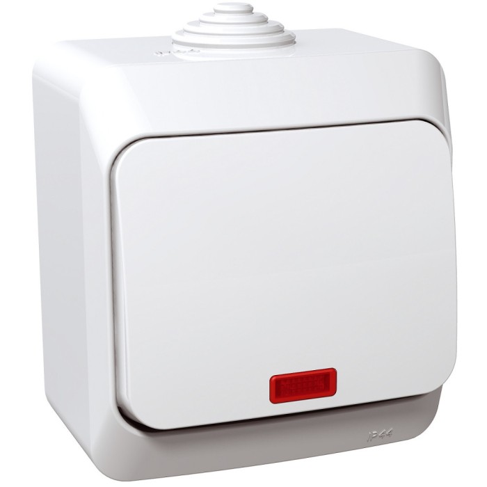 Intrerupator simplu cu led PT IP44 Schneider Cedar alb WDE000514