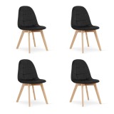 Set 4 scaune bucatarie/living, Artool, Bora, catifea, lemn, negru, 44.5x54x81.5 cm, Leobert