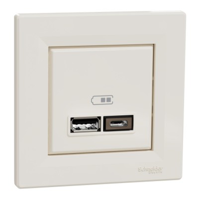 Priza USB tip A+C 2.4A Schneider Asfora crem EPH2700323 foto