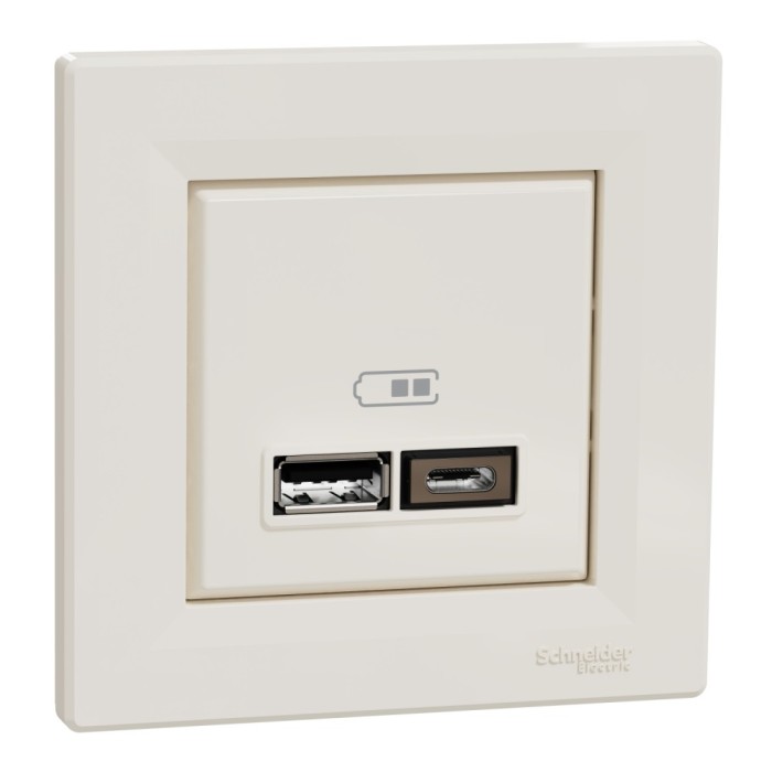 Priza USB tip A+C 2.4A Schneider Asfora crem EPH2700323