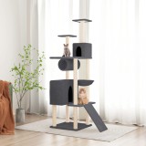 VidaXL Ansamblu de pisici, st&acirc;lpi din funie sisal, gri &icirc;nchis, 168 cm