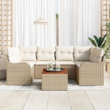 VidaXL Set canapea grădină Bej 7 pcs Bej, alb Mare