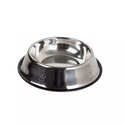 Castron din inox antiderapant pentru caini, model labuta Argintiu 0.5 L foto