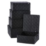 Cumpara ieftin Set 5 cutii depozitare polietilena neagra 28 x 28 x 12, 30 x 30 x 13, 32 x 32 x 14, 34 x 34 x 15, 36 x 36 x 16 cm