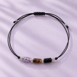 Cumpara ieftin Bratara energetica cu Onix negru, Ochi de Tigru si Ametist cu elemente metalice din otel inoxidabil - protectie si armonie