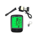 Calculator pentru biciclete cu fir, ecran iluminat LCD, 25 functii, impermeabil, negru