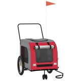 Cumpara ieftin Remorca bicicleta animale companie, rosu/gri textil oxford/fier