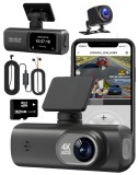 Camera de bord DVR V22 QOVU&reg;, 4K Fata 2K Spate, WiFi &amp; Aplicatie dedicata, Camp vizual ultra-larg de 170&deg;, Capacitate 128GB, Inregistrare in bucla &amp; S