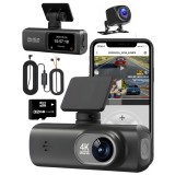 Camera de bord DVR V22 QOVU&reg;, 4K Fata 2K Spate, WiFi &amp; Aplicatie dedicata, Camp vizual ultra-larg de 170&deg;, Capacitate 128GB, Inregistrare in bucla &amp; S