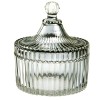 Bomboniera mare tip zaharnita Pufo Style din sticla cu capac, 19 cm, fumuriu