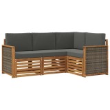 vidaXL Seturi de canapele cu pernă 4 pcs Lemn Solid de Acacia 3384288