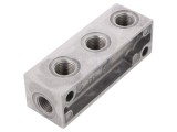 Bloc ramificator de presiune 0-16bar din aluminiu - 1 intrare si 3 iesiri