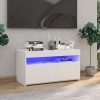 VidaXL Comodă TV cu lumini LED, alb, 75x35x40 cm