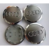 Set 4 capacele roti 69mm gri/argintii, Audi A3, A4, A5, A6, A7, A8, Q3, Q5, Q7 pentru jante aliaj