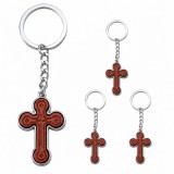 Cumpara ieftin Set 4 brelocuri religioase maro-argintiu 9,3 cm, cruce 3,5 x 2,6 cm cu simboluri crestine, inel 3,4 cm, pentru barbati si femei, cadou, marturii botez