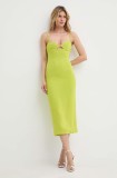 Bardot rochie VIENNA culoarea verde, midi, mulată, 58558DB