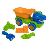 Camion de nisip cu dinozaur, Set 5 accesorii, 40x17x23cm, Verde, CMCLASS