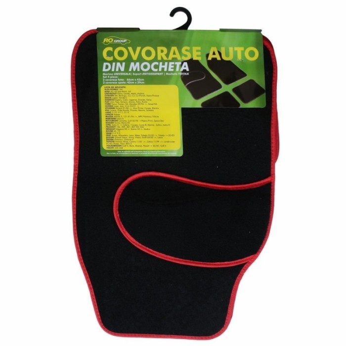 Set covorase RoGroup, mocheta cu bordura rosie, 4 bucati Set covorase RoGroup, mocheta cu bordura rosie, 4 bucati