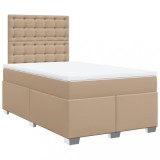 Cumpara ieftin Pat box spring cu saltea, cappuccino, 120x190cm piele ecologica
