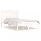 Cumpara ieftin Cadru de pat dublu, alb, 135x190 cm, lemn masiv