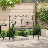 vidaXL Bancă de grădină , design cu lamele, neagră, 104 cm, din oțel