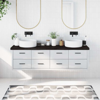 vidaXL Blat de baie, maro &amp;icirc;nchis, 180x40x(2-6) cm, lemn masiv tratat 3156260 foto