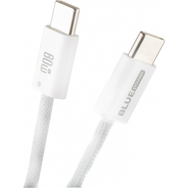 Cablu Date si Incarcare USB-C - USB-C Blue Power NB-Q273, 60W, 1m, Alb
