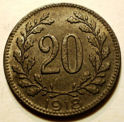 7.063 AUSTRIA WWI 20 HELLER 1918 XF foto