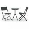 Set mobilier bistro, 3 piese, negru, otel