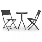 Cumpara ieftin Set mobilier bistro, 3 piese, negru, otel