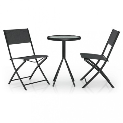 Set mobilier bistro, 3 piese, negru, otel foto