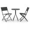 Set mobilier bistro, 3 piese, negru, otel