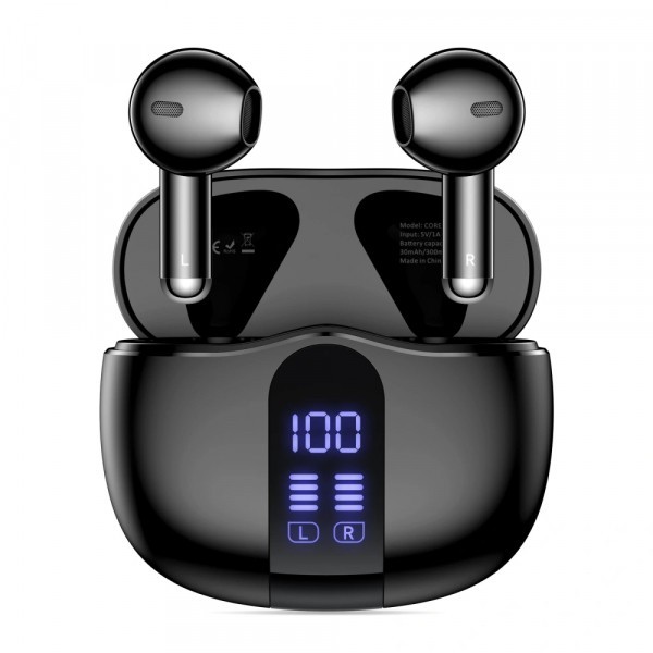 Handsfree Bluetooth Tech-Protect Ultraboost Core G2, TWS, Negru