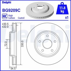 Set discuri frana fata DELPHI, Jeep Grand Cherokee IV (Wk, Wk2), 06.10-, Fata; puntea fata foto