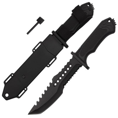 Cutit de vanatoare DEPOX&amp;reg;, Survival Spirit, otel inoxidabil, amnar, 30.5 cm, negru, teaca inclusa foto