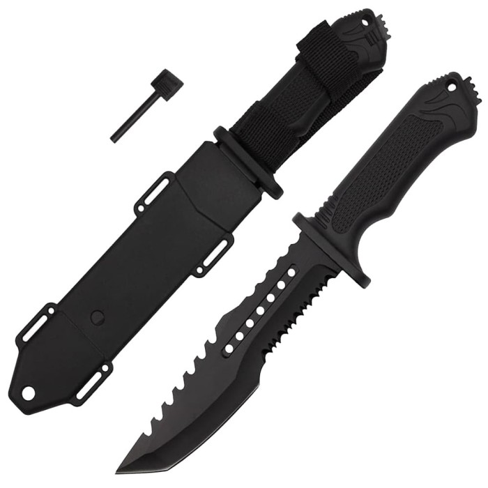 Cutit de vanatoare DEPOX&reg;, Survival Spirit, otel inoxidabil, amnar, 30.5 cm, negru, teaca inclusa